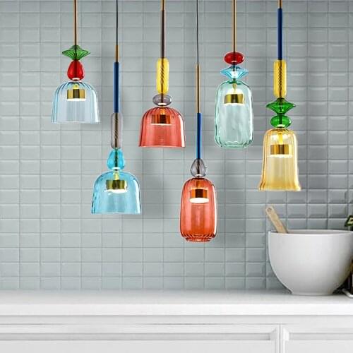 Nordic Colorful LED Pendant Lights Kitchen Hanging Lights Lighting for Diningroom Pandant Lamp Loft Home Indoor Light Fixtures