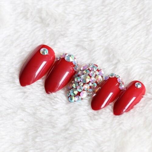 2020 The latest fake nails full nail ballerina 24pcs designs full of crystal diamonds red W86