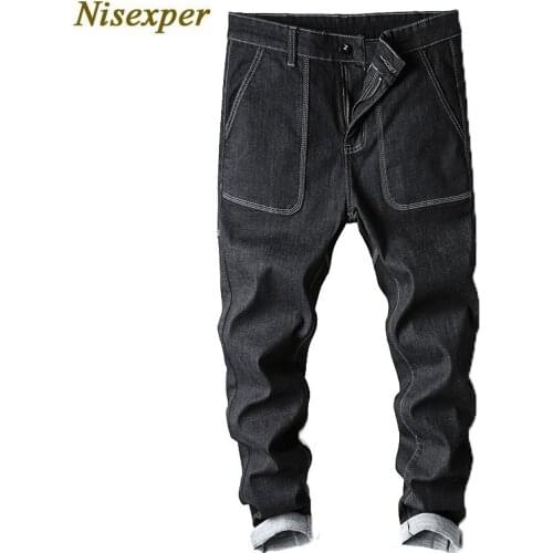 2019 New Mens Hip-Hop Style Denim Jeans New Fashion Men Solid Harem Pants Slim Jeans Cowboy Mens Pants Trousers Pants