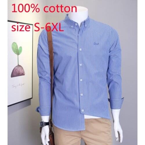 New Arrival Spring And Autumn 100% Cotton Stripe Long Sleeve Loose Youth Fashion Casual Shirts Plus Size S-XL 2XL 3XL 4XL 5XL6XL