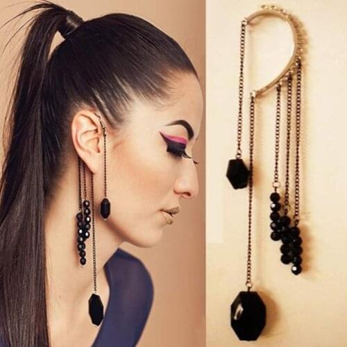 New Fashion Women Vintage Long Tassel Bead Earring No Piercing Ear Jacket Party Jewelry