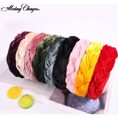 New Fashion Gold Velvet Hair Hoop For Woman Twist Braid Fleece Bezel Solid Color Wide Edge Headbands Headwear Hair Accessories