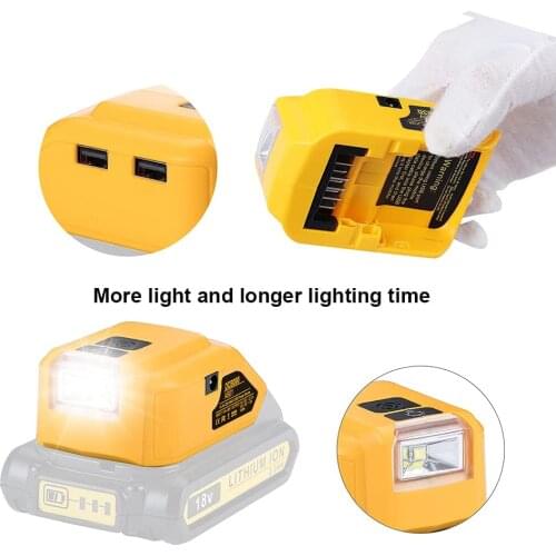 Upgrade Replacement DCB090 Power Source For Dewalt 20v Max 18V Battery Adapter with Dual USB DC 12V LED Work Light