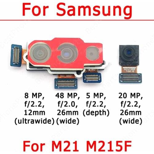 Original Front Back Camera For Samsung Galaxy M21 M215 Rear Backside Selfie Frontal Facing Camera Module Repair Flex Spare Parts