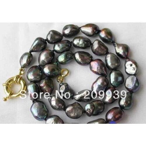 18" 14MM BLACK BAROQUE FRESHWATER PEARL NECKLACE