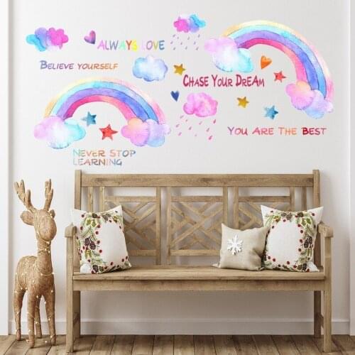Rainbow Wall Stickers for Kids Rooms Art Decals Wallpaper Girls Bedroom Decor Poster Gift Home Decoration Living Room Aesthetic