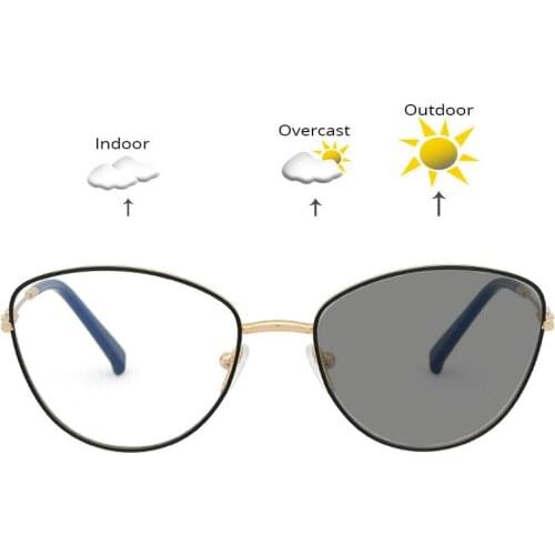 Myopia Sunglasses Photochromic Finished alloy round Women Myopia Eyeglasses Frame with color lens Sun glasses Myopia FML