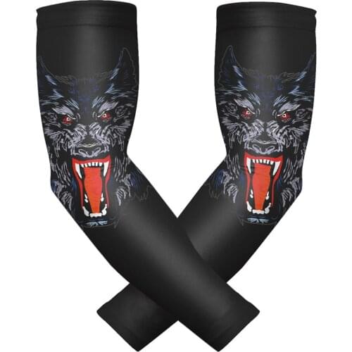 Wolf howl Sports Compression Arm Sleeves UV SUN Compression Arm Sleeve Arm Warmers Cooling Fathers sons present fun fans gift