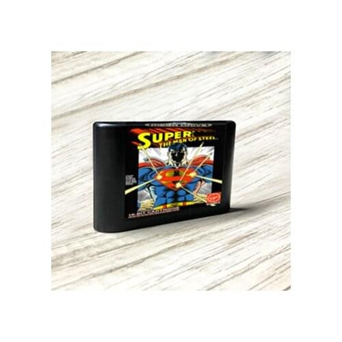Supermaned The Man of Steel - EUR Label Flashkit MD Electroless Gold PCB Card for Sega Genesis Megadrive Video Game Console