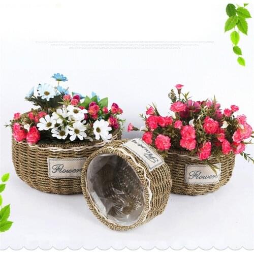 Woven Bamboo Innovative Flower Basket Bread Roll Basket Storage Flower Pot Food Serving Vase Woven Baskets