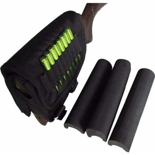 Tourbon Hunting Gun Accessories Buttstock Sniper Rifle Cheek Rest with 3 Adjustable Pads Bullet Cartridges Holder Right Handed