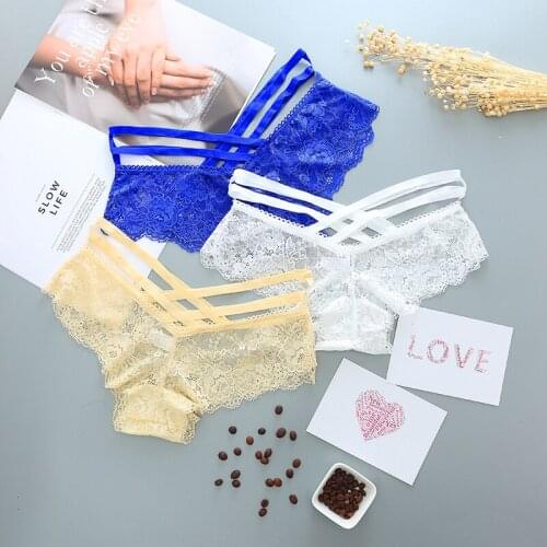 Sexy Panties Women Lace Low-rise Solid Sexy Briefs Panties Sexy Women Ladies Cross Strap Hollow Out G String Underpant