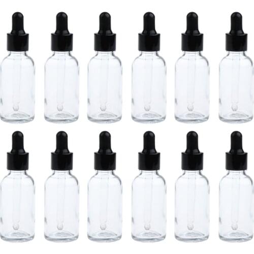 Pack of 12, Glass Dropper Bottles for Essential Oil (1 oz / 30ml) Empty