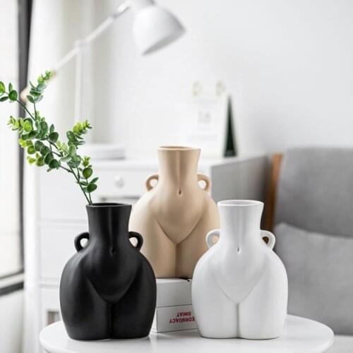 Nordic Style Body Art Vase Ceramic Home Ornaments Crafts Decorative Ceramic Vase Desktop Ornaments