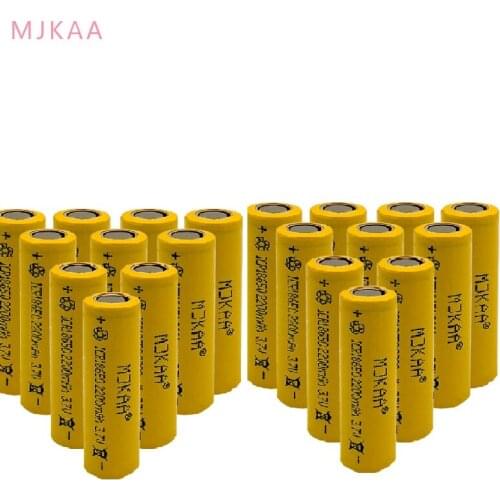 High Quality Icr18650 Lithium Yellow 2200mah 3.7 V Li-ion Rechargeable Flat Top Batteries