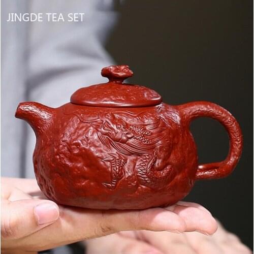 Yixing Boutique Dahongpao Tea Pots Dragon Pattern Purple Clay Teapot Beauty Kettle Raw Ore Chinese Handmade Teaware 220ml