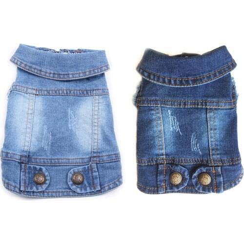 Micro-elasticity Denim Fabric Dog Jacket Blank Jeans Vest for Chihuahua Yorkshire Puppy Clothes for Small Dogs Pet Costume