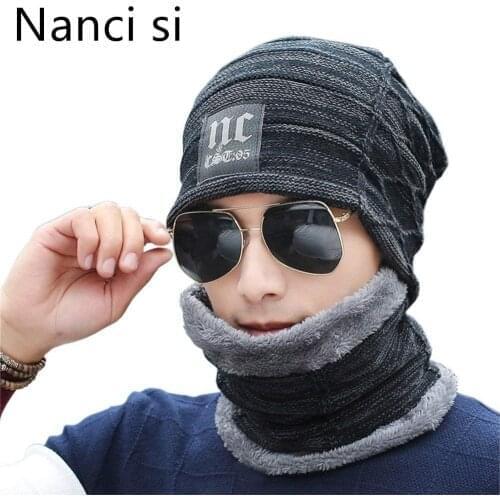 Nanci si 2-Pieces Winter Beanie Hat Scarf Set Warm Knit Hat Thick Fleece Lined Winter Hat & Scarf Skullies Bonnet For Men Women