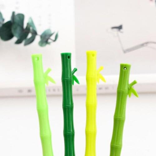 1pc Kawaii Student Pen Cute Creative Small Fresh Bamboo Gel Pen 0.38mm Black Ink Signature Pen School Supplies Office Stationery