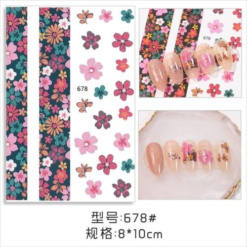 1pcs Retro Flower 3D Nail Decals Rose Letter Design DIY Summer Nail Sticker Adhesive Decoration Foil Accessory