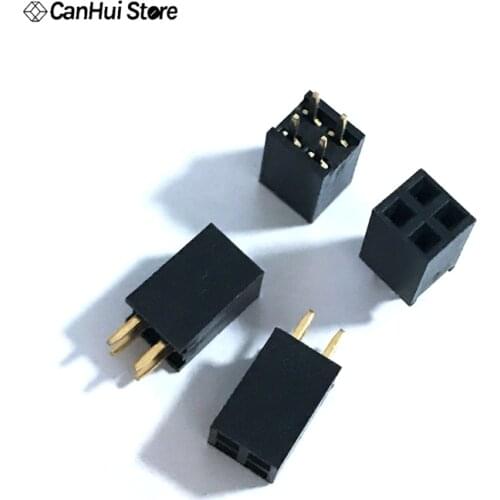 10PCS 2X2 Pin 4P 2.54mm 2*2P Double Row Female Straight Header Pin Strip 2*2 Female Header Connector 2x2 mm