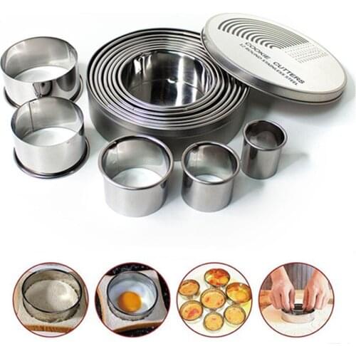 12pcs/set Fruit Cookie Cutter Mold Round Shape Box Design Mini Stainless Steel Mould Biscuit Fondant Cake DIY Decorating Tools