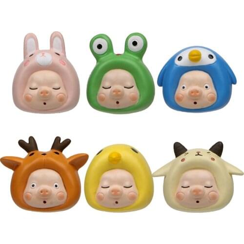 12Pcs/SetCute Cute Pig Head Series Head-shaped Animal Outfit Japanese and Korean Cartoon Creative Magnetic Refrigerator Magnet