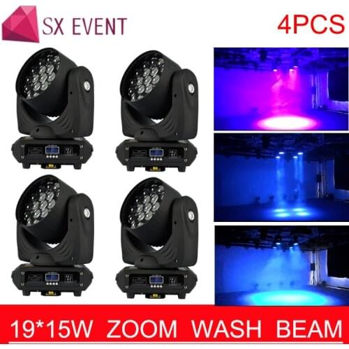 19X15W zoom Wash light19x15W Bee Eyes Moving Head Light RGBW 4in1LED Wash Moving head Light 19x15w DMX Controller Professional