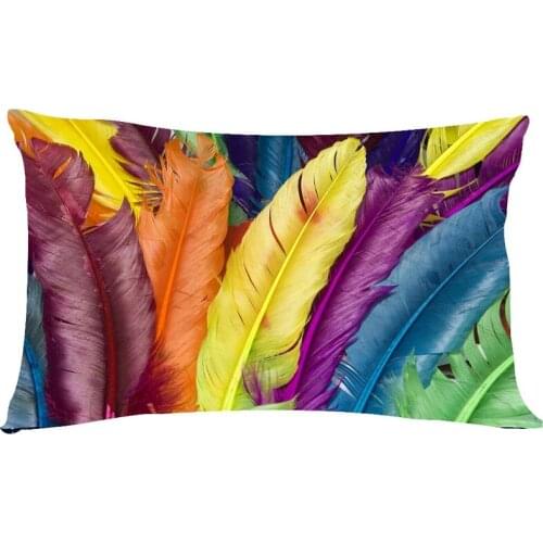 3D Colorful Feather Cushion Covers Euro Pillow Cover Feather Pattern Pillowcases 45*45,50*75cm Sofa Throw Pillows cojines Decor