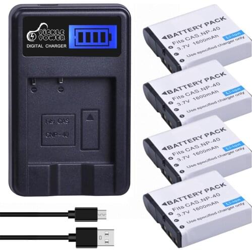 1600mAh NP-40 NP40 Battery + LCD USB Charger for Casio EX-Z30 Z40 Z50 Z55 Z57 Z400 Z750 Z850 FC100 FC150 FC160S P505 P600 P700
