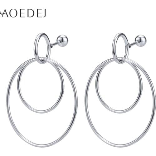 AOEDEJ Punk Rock Stud Earrings Mens Stainless Steel Jewelry Hip Hop Earring Big Round Pendant Earring Gifts for Boys