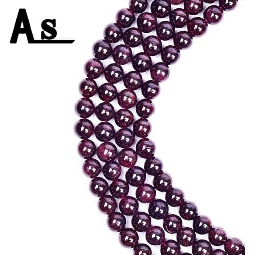 Asingeloo Natural Stone Beads Dark Red Garnet Round Loose Beads For Jewelry Making 15"Pick Size 4 6 8 10 12 mm