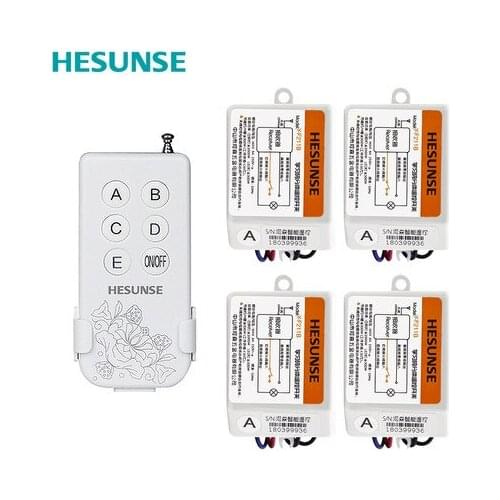 Free shipping Y-F211B1N4 433mhz 110V&220V Four Ways Wireless Digital ON/OFF Remote Control Switch With 4 Receivers