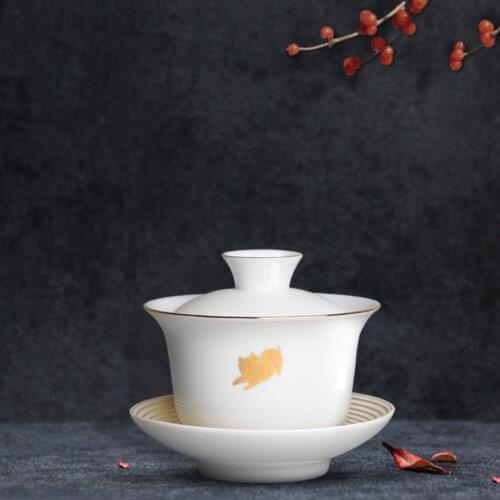 "KingTeaMall" Tea Tureen GaiWan Tea Cup Porcelain Dayi "Golden Pig" Teawares Teatools Teasets