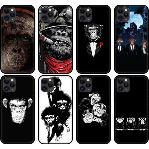 Black tpu case for iphone 5 5s se 6 6s 7 8 plus x 10 cover for iphone XR XS 11 pro MAX case Three Wise Monkeys Wisdom
