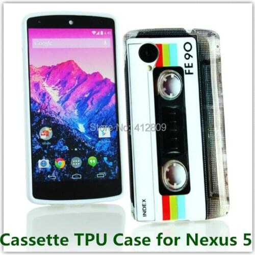 New Cassette Tape Soft TPU IMD Pouch Cover Case for LG E980 Google Nexus 5 D820 Phone Bags