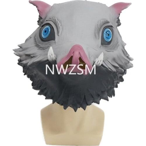 Demon Slayer Kimetsu no Yaiba Cosplay Hashibira Inosuke Mask Wild Boar Mask Latex Adult Halloween Masks Costume Prop