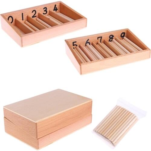 Montessori Wooden Spindle Box 45 Spindles Mathematics Counting Educational Toy