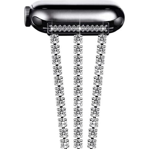 Bling Diamond Stainless Steel Band For Apple Watch 4 3 Strap 38/42mm Women Jewelry Belt For iWatch Bands SE 6 5 40/44mm Bracelet