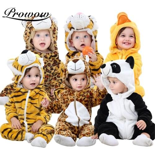 Prowow Flannel Baby Sleepwear Cartoon Animals Jumpsuit For Kids Newborns Clothing Winter Baby Warm Clothes Cute Babys Rompers