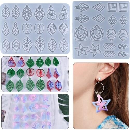 Leaves-shaped Earring Combination Earring Mold Epoxy Resin Jewelry Mold Resin Casting Pendant Mold Suitable for Diy