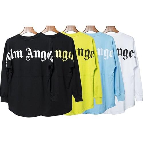 Palm Angels letter printing couple round neck cotton street hip-hop popular simple wild men women long-sleeved T-shirt PA046
