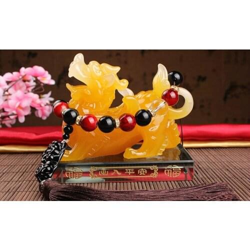 Emerald green PI xiu furnishing pieces of coral red mythical wild animal vehicle decorations luxury Animal Sculpture statue