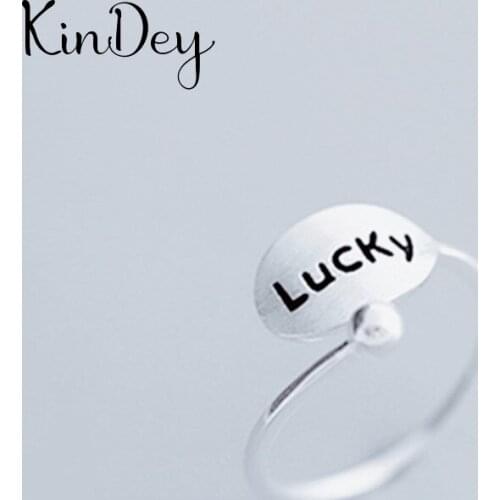 Boho Vintage Silver Color LUCKY Rings for Women Lover Finger Ring Valentines Day Gifts 2020