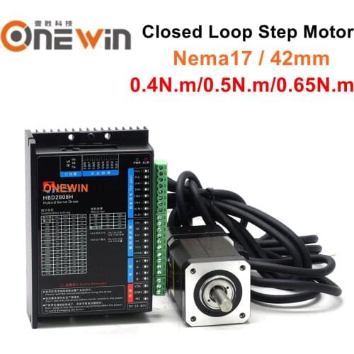 0.65N.m Nema17 closed loop stepper motor kit 42mm 42HB250-60B with Hybird step driver HB808C 2 phase