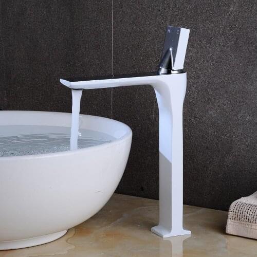 Bathroom Sink Faucet Grifo Bano Basin Faucet Retro White Chrome Faucet Taps Single Handle Hole Bath Hot and Cold Mixer Tap Crane