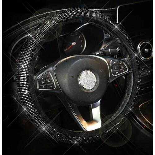 Creative Black Diamond Crystal Steering wheel Cover Auto Interior Accessories Rhinestone Car Headrest Neck Pillows Trash Can