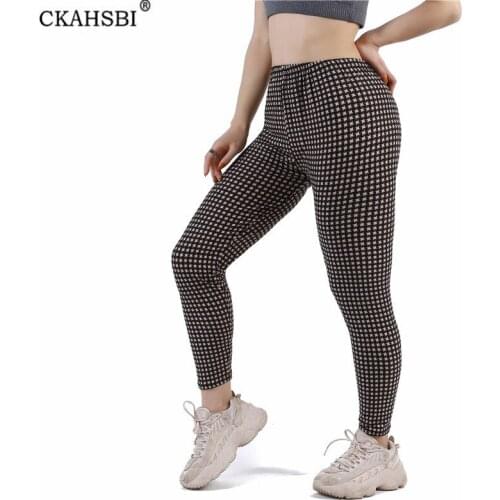 CKAHSBI High Waist Fitness Gym Leggings Women Plaid Tights Workout Running Activewear Yoga Pants Sport Wear Breathable Bottom