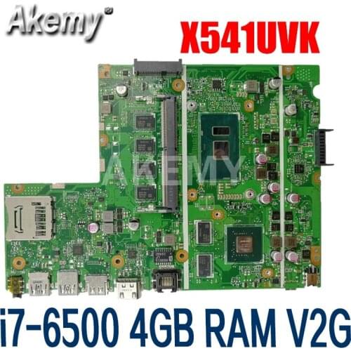 Akemy X541UVK motherboard mainboard For Asus X541UVK X541UJ X541UV X541U F541U R541U laptop motherboard i7-6500U CPU 4GB RAM V2G