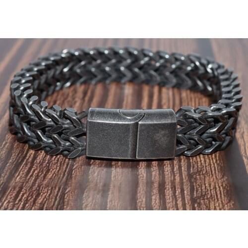 Fashion Retro Stainless Steel Magnetic Buckle Bracelet Mens Personality Trend Party Jewelry